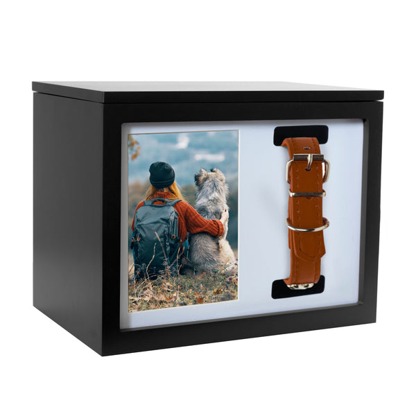 Memorial Urn/ Keepsake Box with Photo + Collar Display
